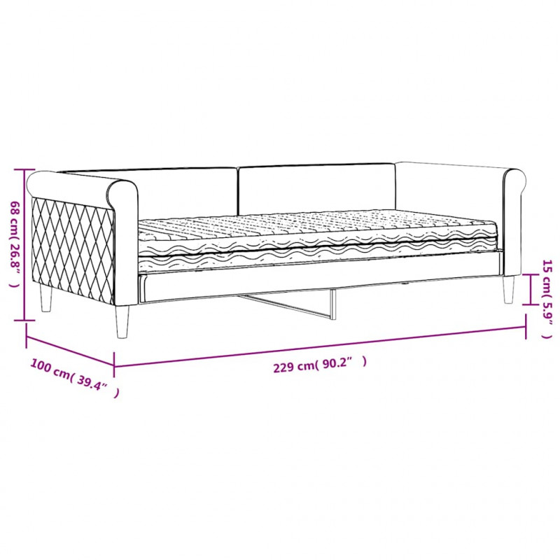 Sofa z materacem do spania, ciemnozielona, 90x200 cm, aksamit