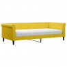 Sofa z materacem do spania, żółta, 90x200 cm, aksamit