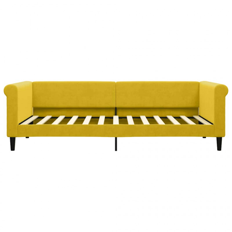 Sofa z materacem do spania, żółta, 90x200 cm, aksamit