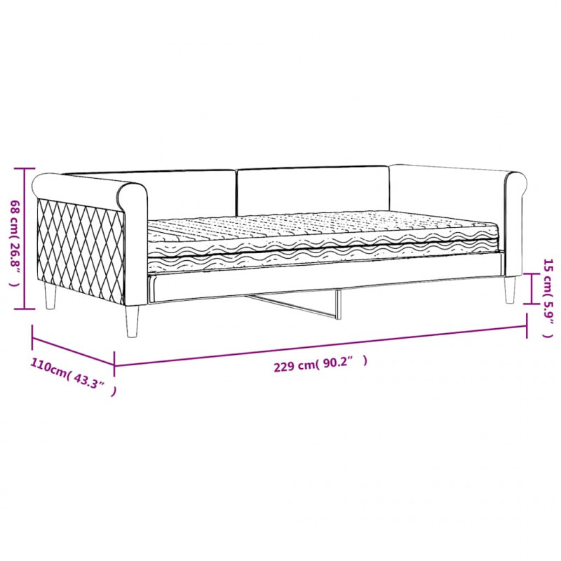 Sofa z materacem do spania, niebieska, 100x200 cm, aksamit