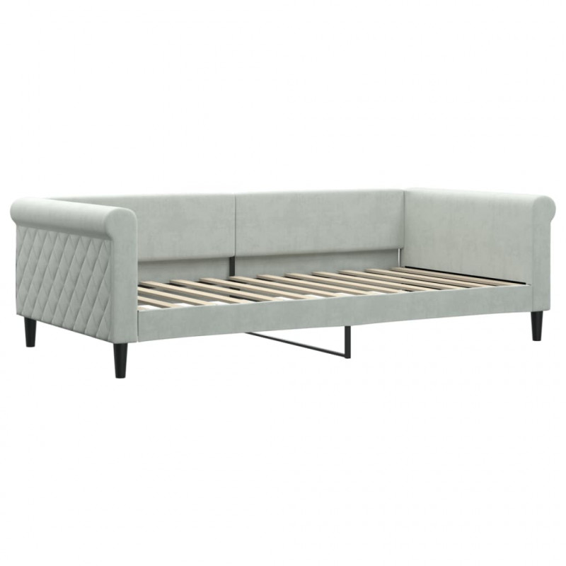 Sofa z materacem do spania, jasnoszara, 100x200 cm, aksamit