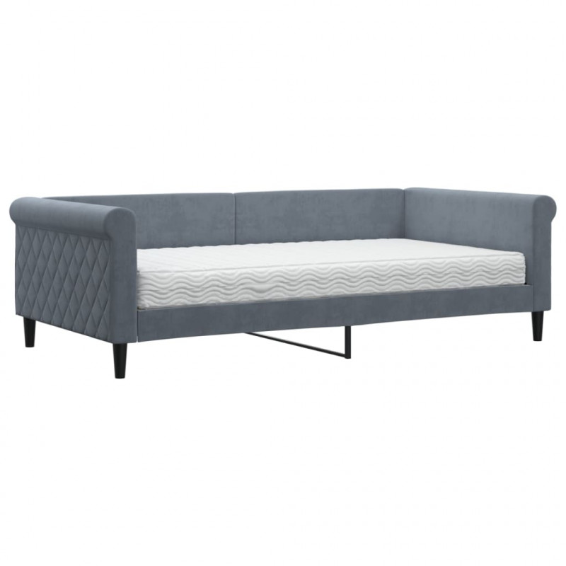 Sofa z materacem do spania, ciemnoszara, 100x200 cm, aksamit