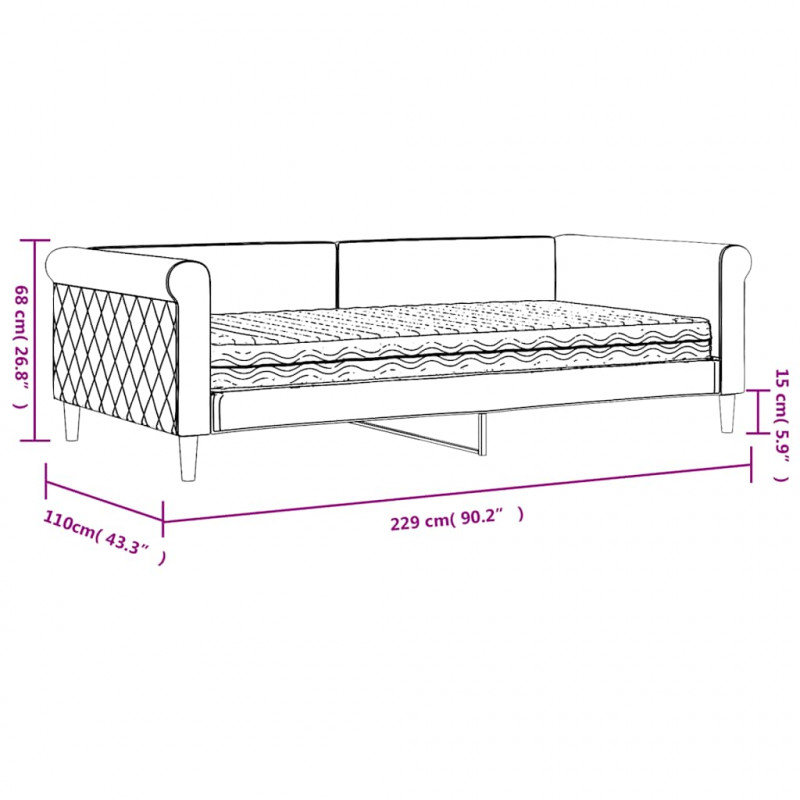 Sofa z materacem do spania, ciemnoszara, 100x200 cm, aksamit
