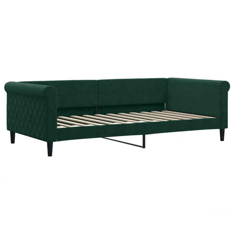 Sofa z materacem do spania, ciemnozielona, 100x200 cm, aksamit
