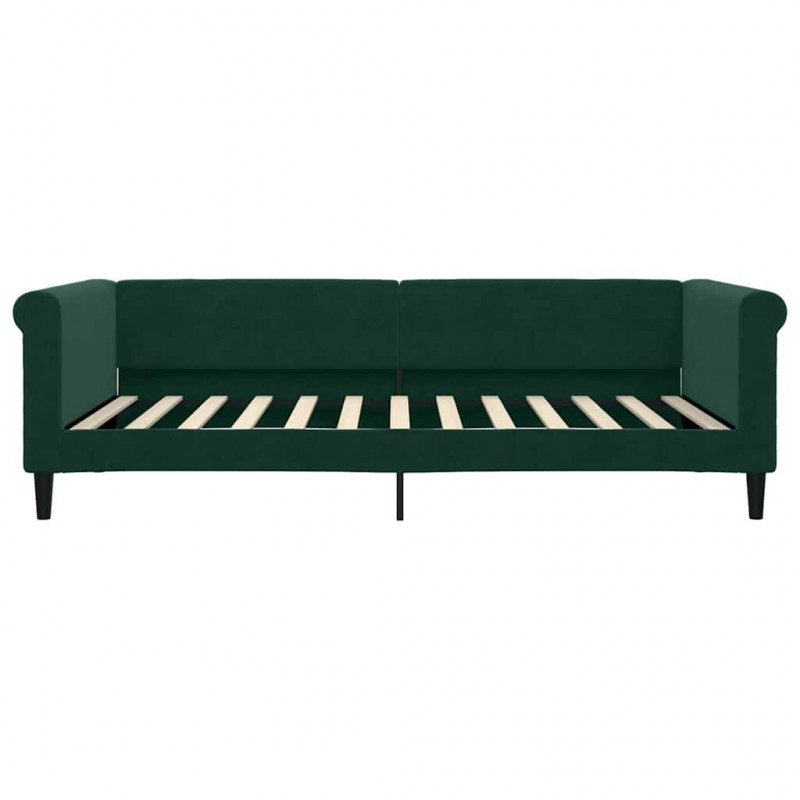 Sofa z materacem do spania, ciemnozielona, 100x200 cm, aksamit