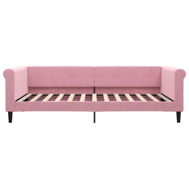 Sofa z materacem do spania, różowa, 100x200 cm, aksamit
