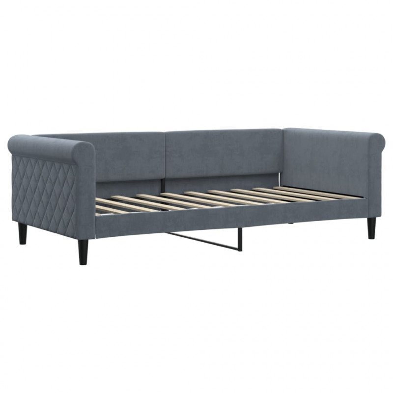Sofa z materacem do spania, ciemnoszara, 90x190 cm, aksamit