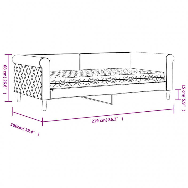 Sofa z materacem do spania, ciemnoszara, 90x190 cm, aksamit