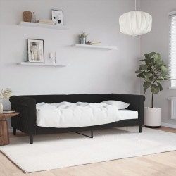 Sofa z materacem do spania, czarna, 90x190 cm, aksamit