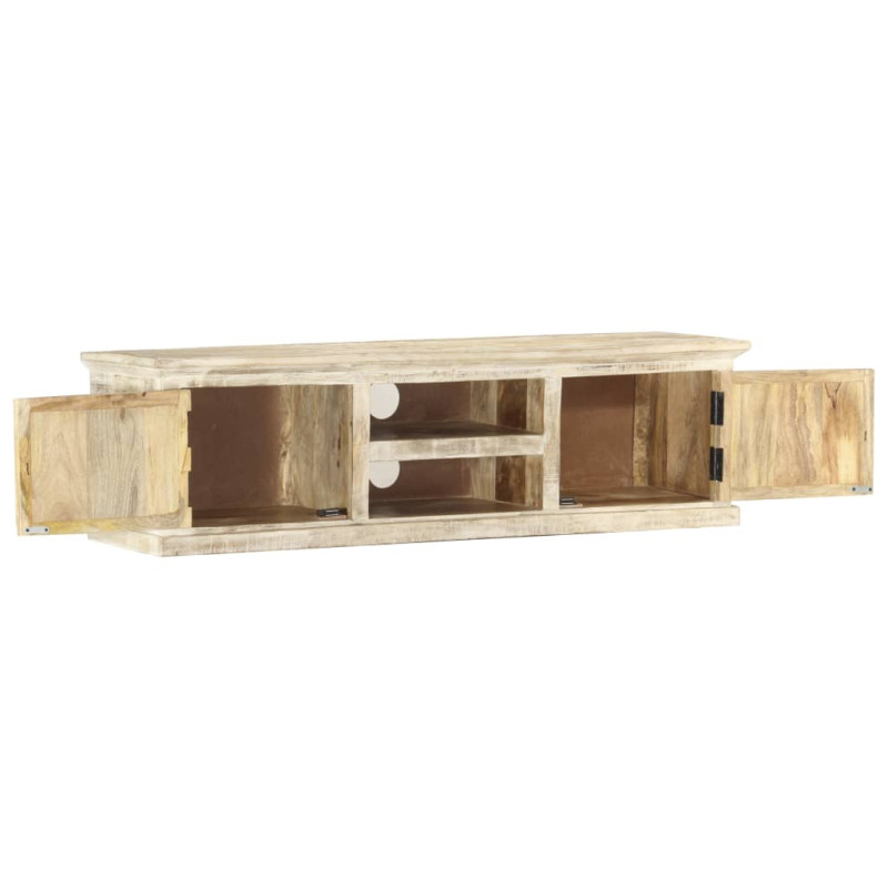 Szafka pod TV, biała, 130 x 30 x 36 cm, lite drewno mango
