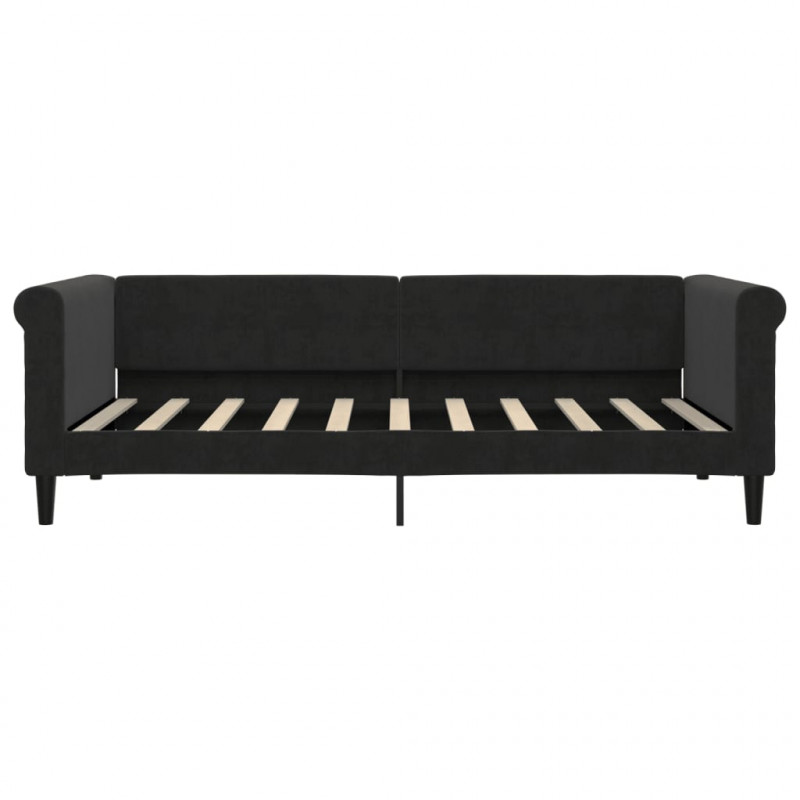 Sofa z materacem do spania, czarna, 90x190 cm, aksamit