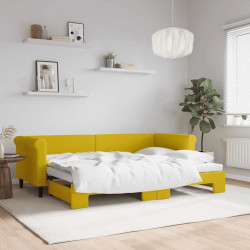 Sofa rozsuwana, żółta, 80x200 cm, aksamit