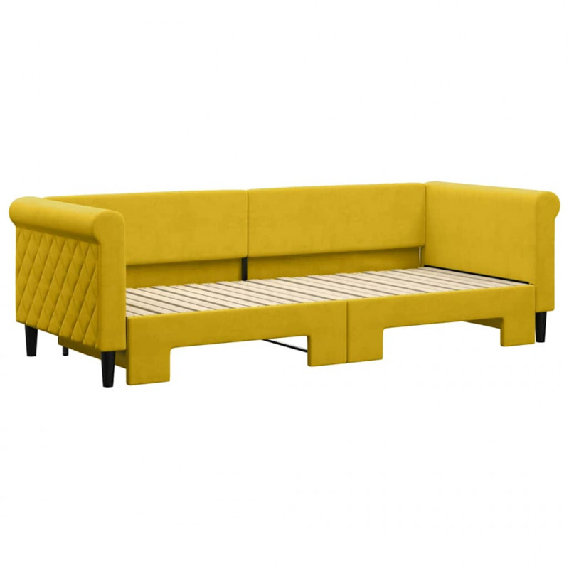 Sofa rozsuwana, żółta, 80x200 cm, aksamit