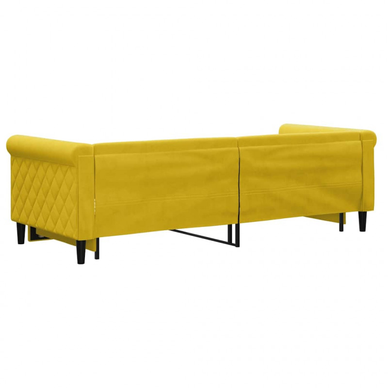 Sofa rozsuwana, żółta, 80x200 cm, aksamit