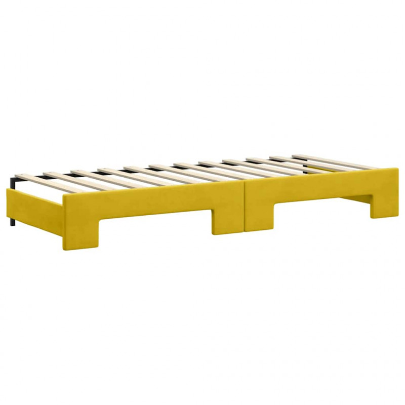 Sofa rozsuwana, żółta, 80x200 cm, aksamit