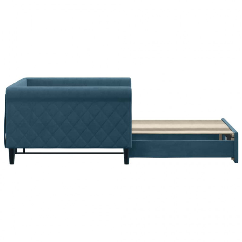 Sofa rozsuwana, niebieska, 100x200 cm, aksamit