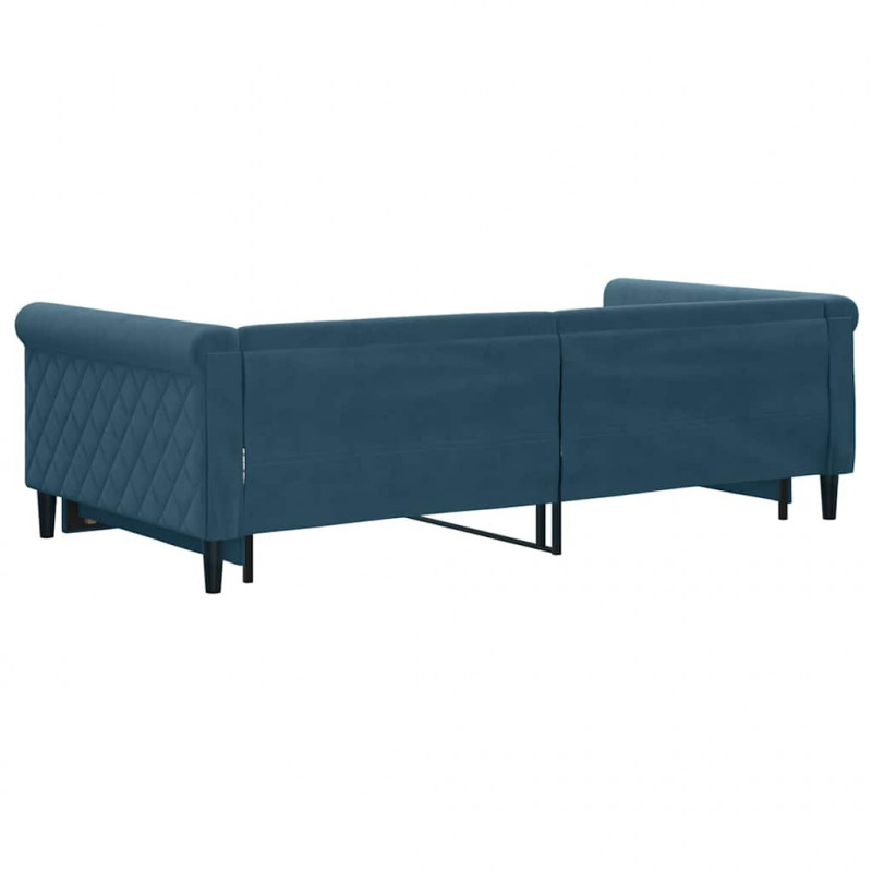 Sofa rozsuwana, niebieska, 100x200 cm, aksamit