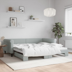 Sofa rozsuwana, jasnoszara, 100x200 cm, aksamit