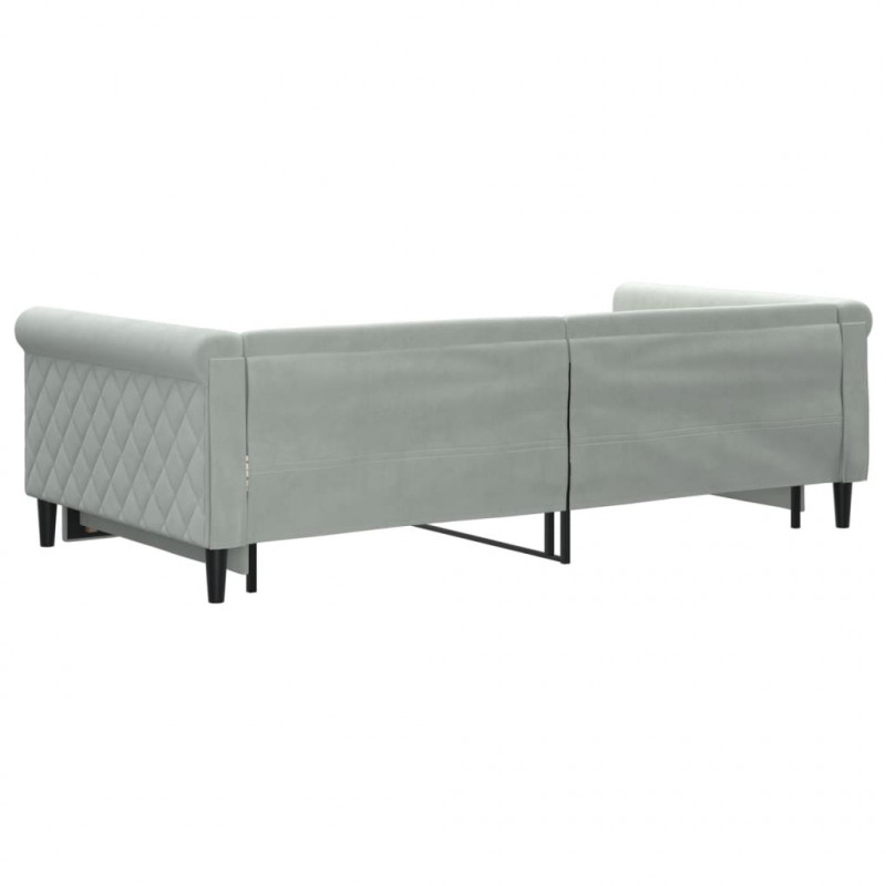 Sofa rozsuwana, jasnoszara, 100x200 cm, aksamit