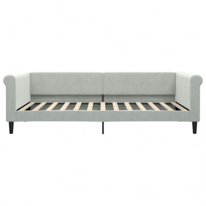 Sofa rozsuwana, jasnoszara, 100x200 cm, aksamit