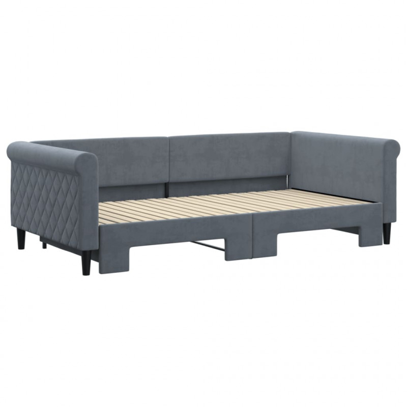 Sofa rozsuwana, ciemnoszara, 100x200 cm, aksamit