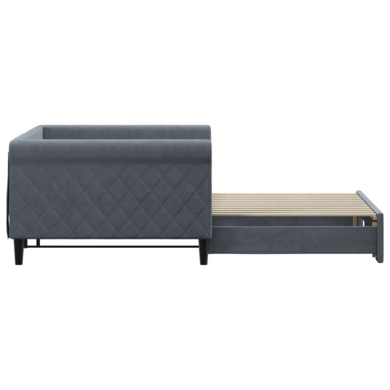 Sofa rozsuwana, ciemnoszara, 100x200 cm, aksamit