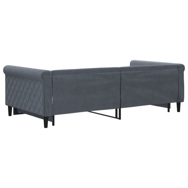 Sofa rozsuwana, ciemnoszara, 100x200 cm, aksamit