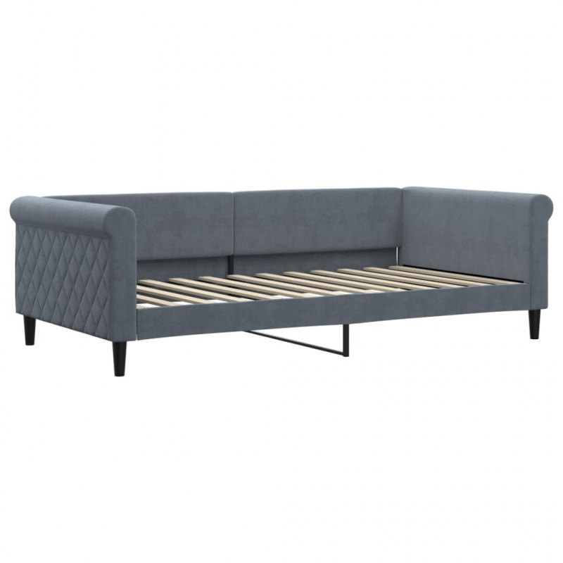 Sofa rozsuwana, ciemnoszara, 100x200 cm, aksamit