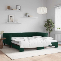 Sofa rozsuwana, ciemnozielona, 100x200 cm, aksamit
