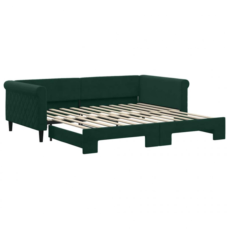 Sofa rozsuwana, ciemnozielona, 100x200 cm, aksamit