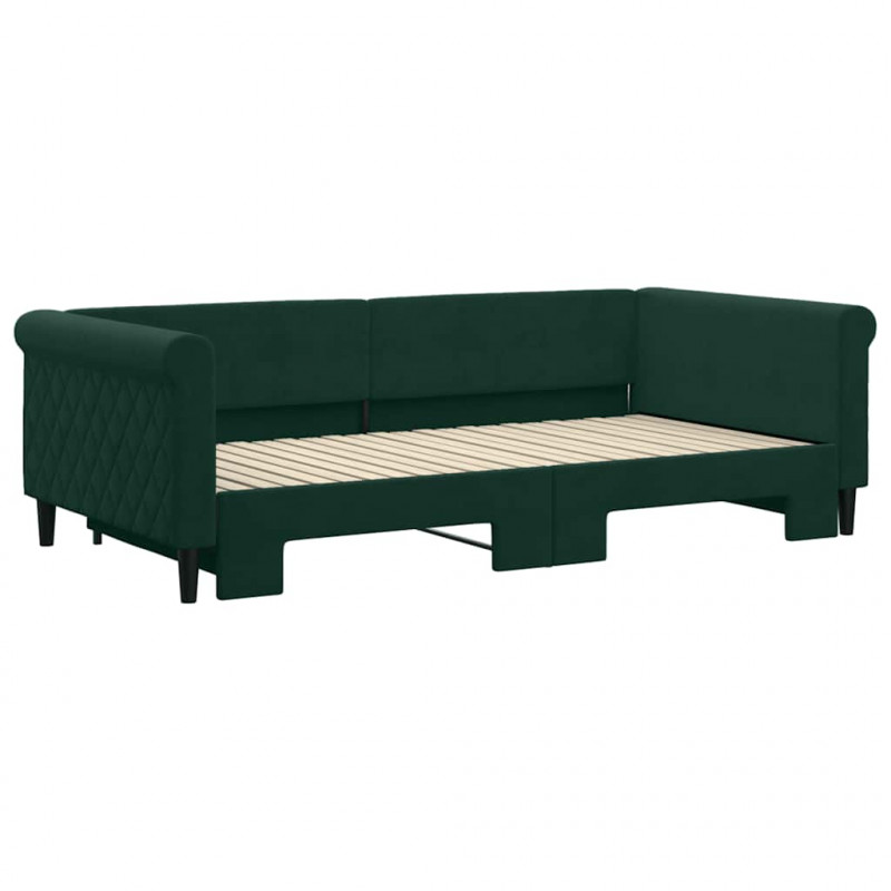 Sofa rozsuwana, ciemnozielona, 100x200 cm, aksamit