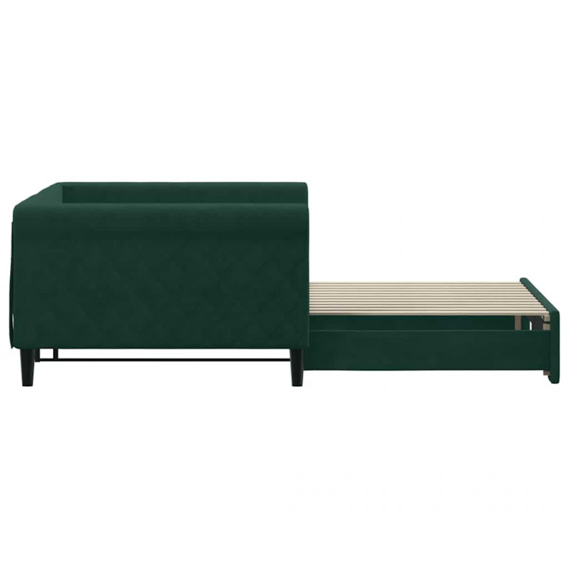 Sofa rozsuwana, ciemnozielona, 100x200 cm, aksamit