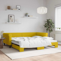 Sofa rozsuwana, żółta, 100x200 cm, aksamit