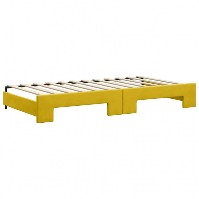 Sofa rozsuwana, żółta, 100x200 cm, aksamit