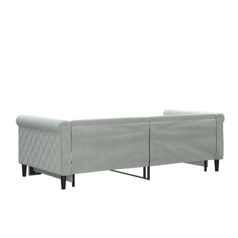 Sofa rozsuwana, jasnoszara, 90x190 cm, aksamit