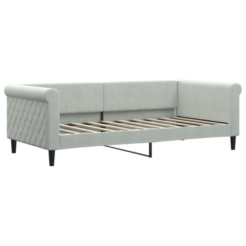 Sofa rozsuwana, jasnoszara, 90x190 cm, aksamit