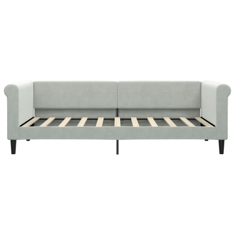 Sofa rozsuwana, jasnoszara, 90x190 cm, aksamit