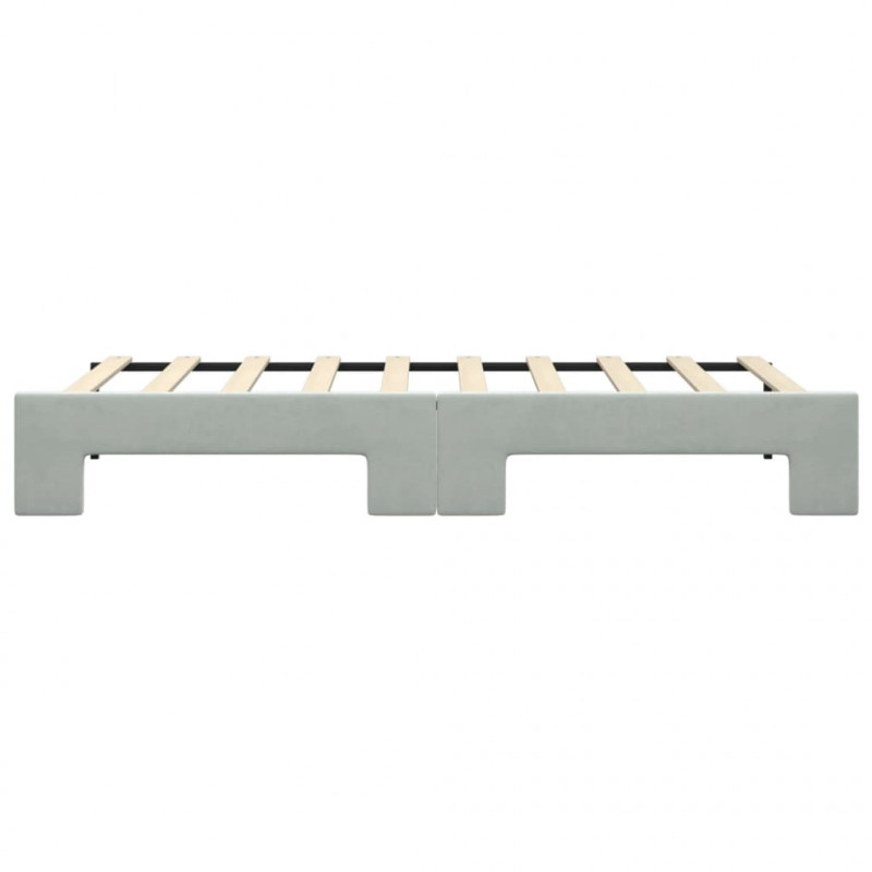 Sofa rozsuwana, jasnoszara, 90x190 cm, aksamit