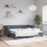 Sofa rozsuwana, ciemnoszara, 90x190 cm, aksamit