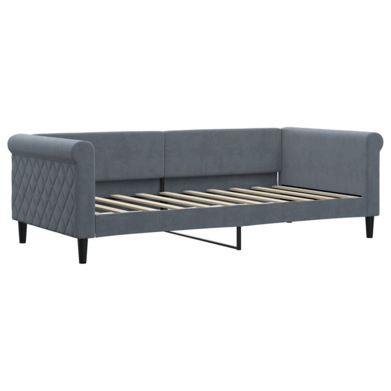 Sofa rozsuwana, ciemnoszara, 90x190 cm, aksamit
