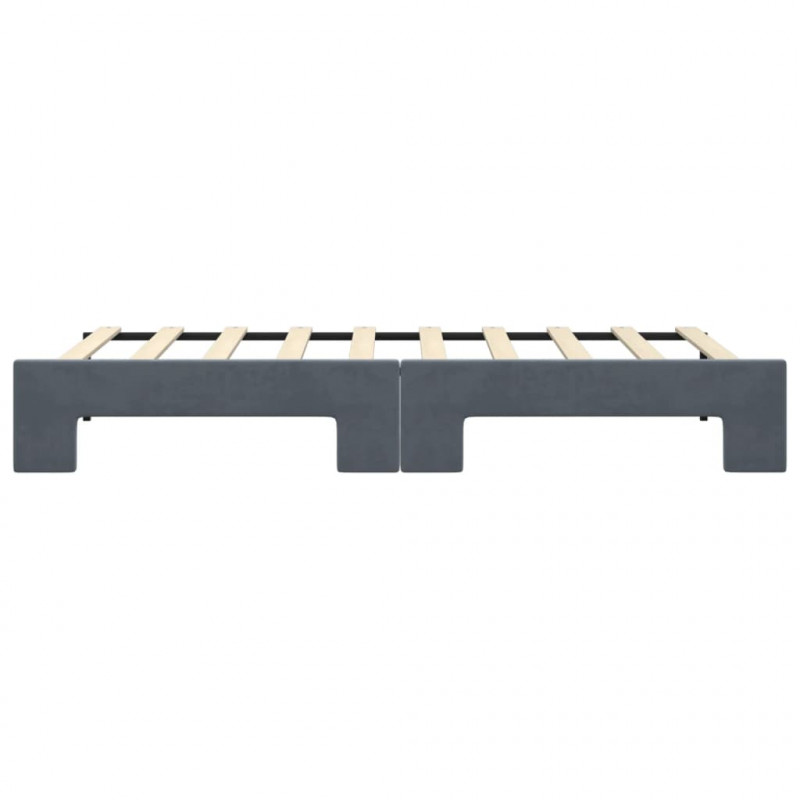 Sofa rozsuwana, ciemnoszara, 90x190 cm, aksamit