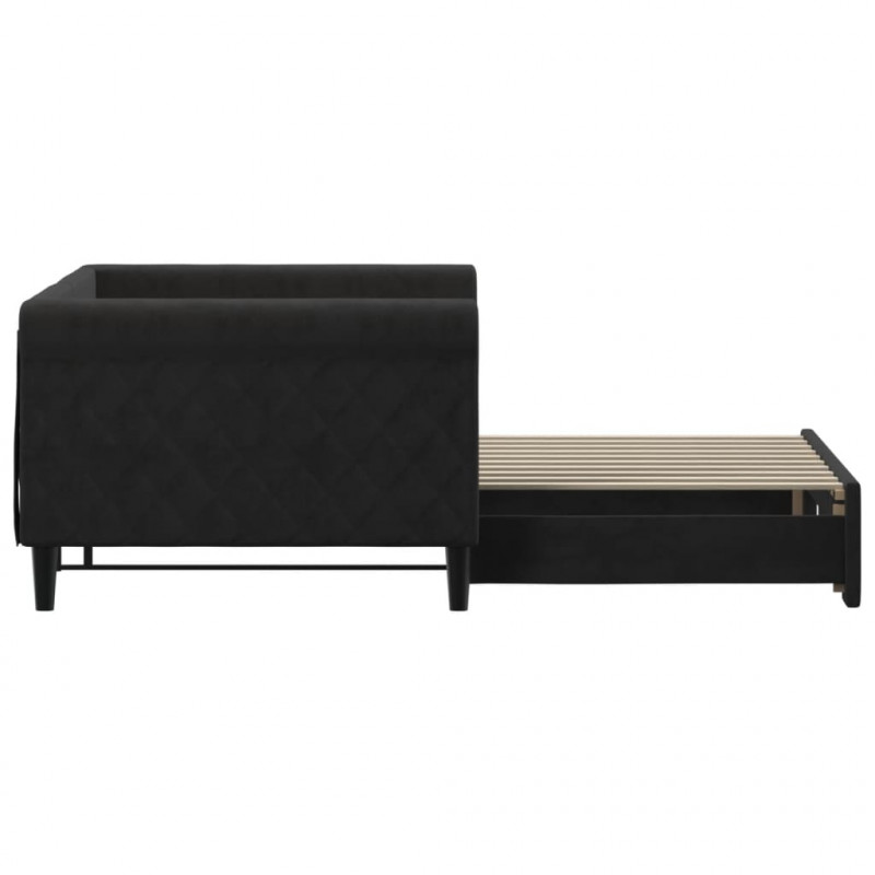 Sofa rozsuwana, czarna, 90x190 cm, aksamit