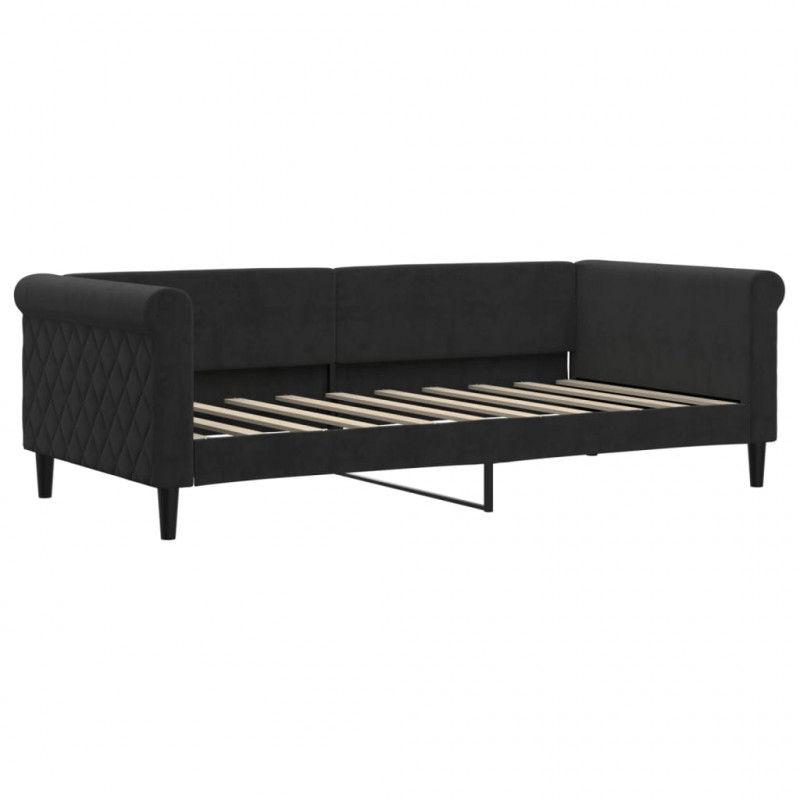 Sofa rozsuwana, czarna, 90x190 cm, aksamit