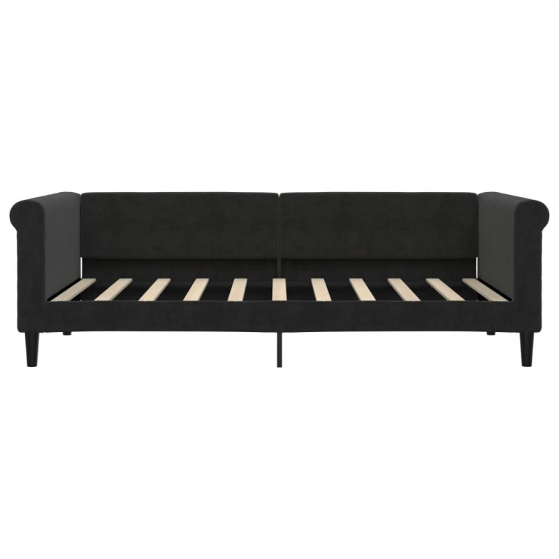 Sofa rozsuwana, czarna, 90x190 cm, aksamit