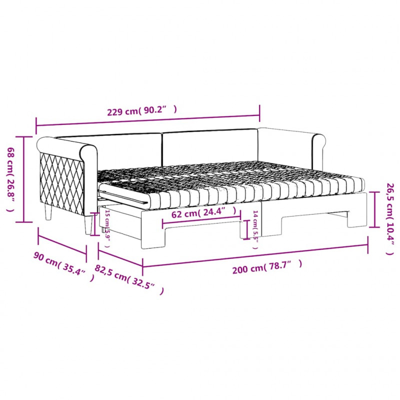 Sofa rozsuwana z materacami, niebieska, 80x200 cm, aksamit
