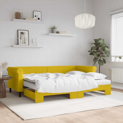 Sofa rozsuwana z materacami, żółta, 80x200 cm, aksamit