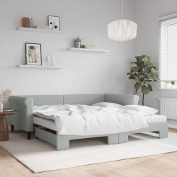 Sofa rozsuwana z materacami, jasnoszara, 100x200 cm, aksamit