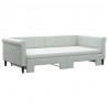 Sofa rozsuwana z materacami, jasnoszara, 100x200 cm, aksamit