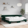 Sofa rozsuwana z materacami, ciemnozielona, 100x200 cm, aksamit