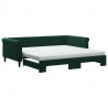 Sofa rozsuwana z materacami, ciemnozielona, 100x200 cm, aksamit